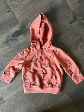 Cat & Jack Orange Triangle Print Half-Zip Hoodie